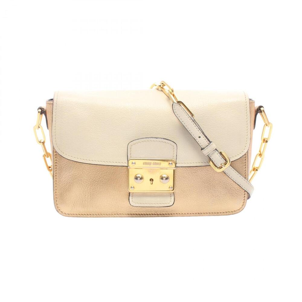Miu Miu Miu shoulder bag/handbag, leather, women's, ivory/gold tones.